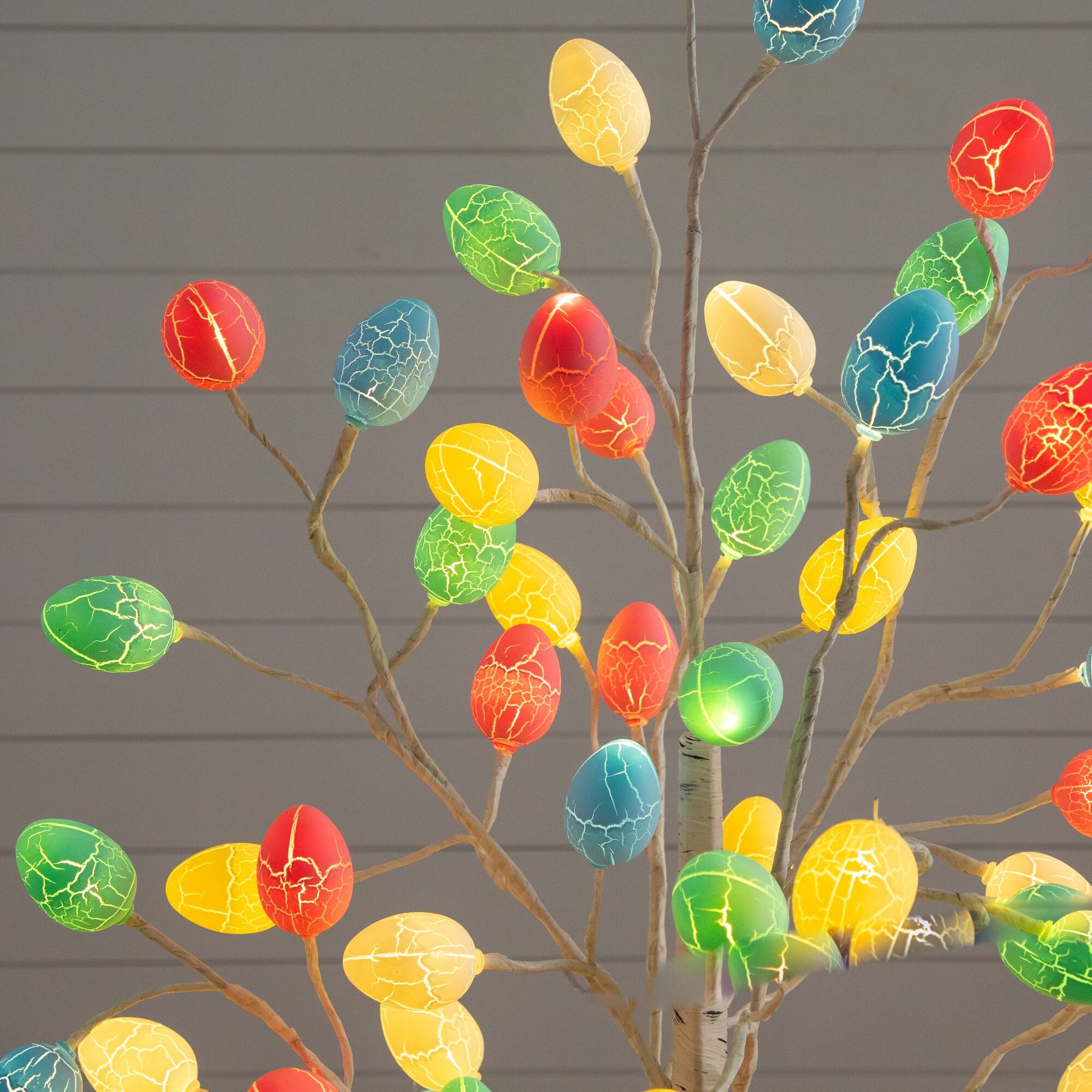 4ft. Pre-Lit Artificial Easter Twig Tree with 48 Egg Shaped LED Ornaments